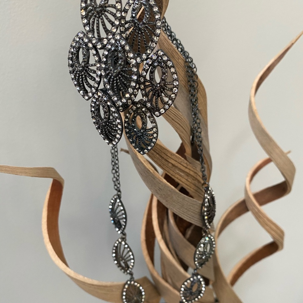 NWOT Black Earrings and Necklace with crystals.